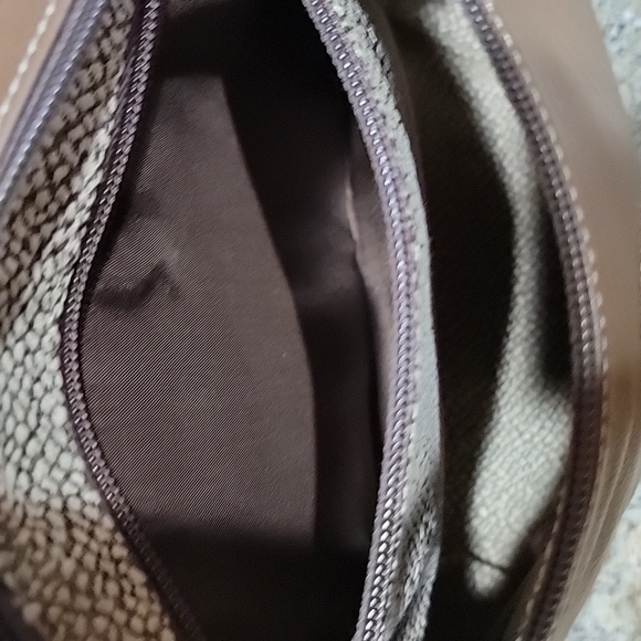 Borbonese large Clutch Brown Leather Bag with Textured Strap - Picture 10 of 14